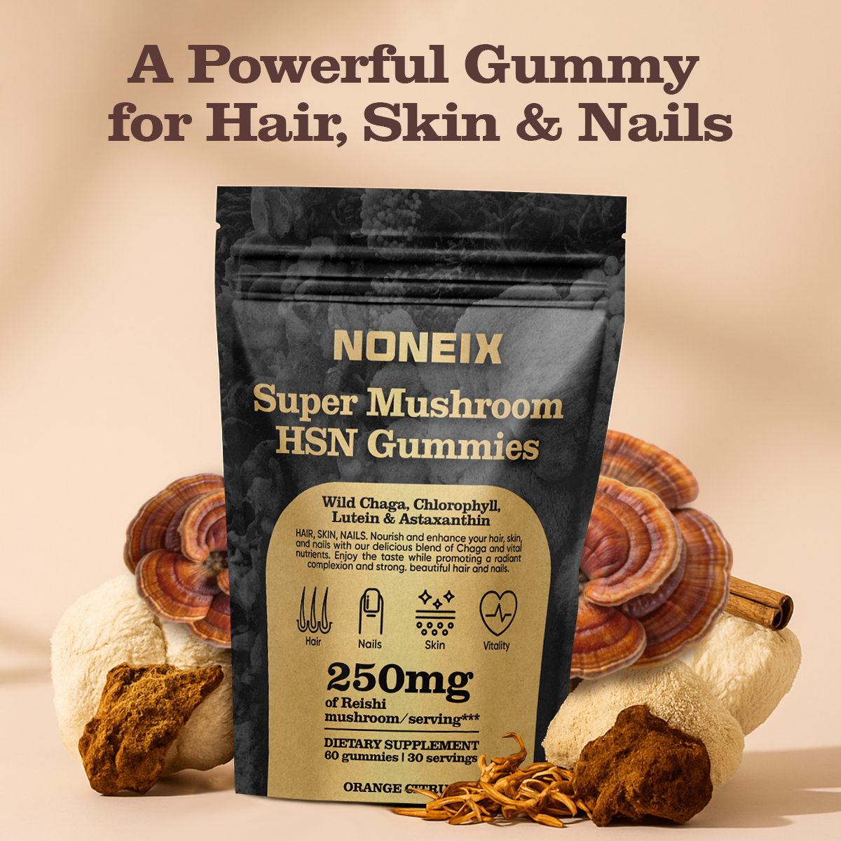 Noneix® Super Mushroom HSN Gummies (Hair. Skin. Nails)