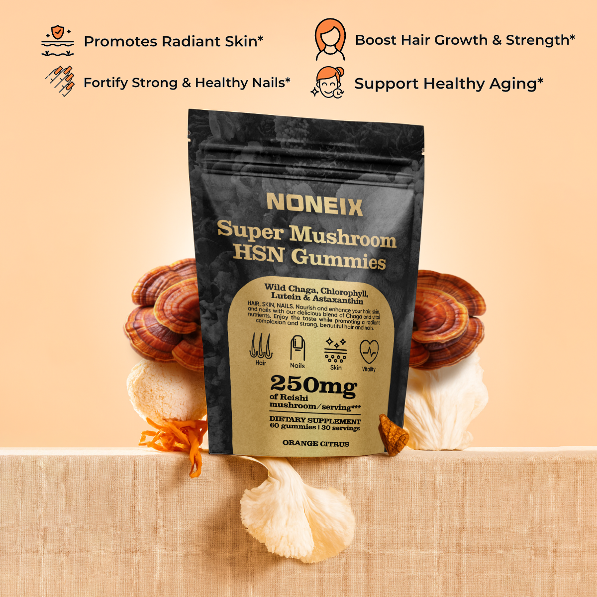 Noneix® Super Mushroom HSN Gummies (Hair. Skin. Nails)